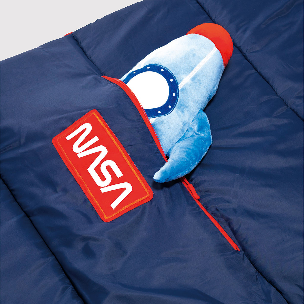Sleep-N-Pack™ – Big Kid Size | NASA Official Logo & Patches | 2-in-1 Backpack & Sleeping Bag with Cozy Fleece Liner - NAVY