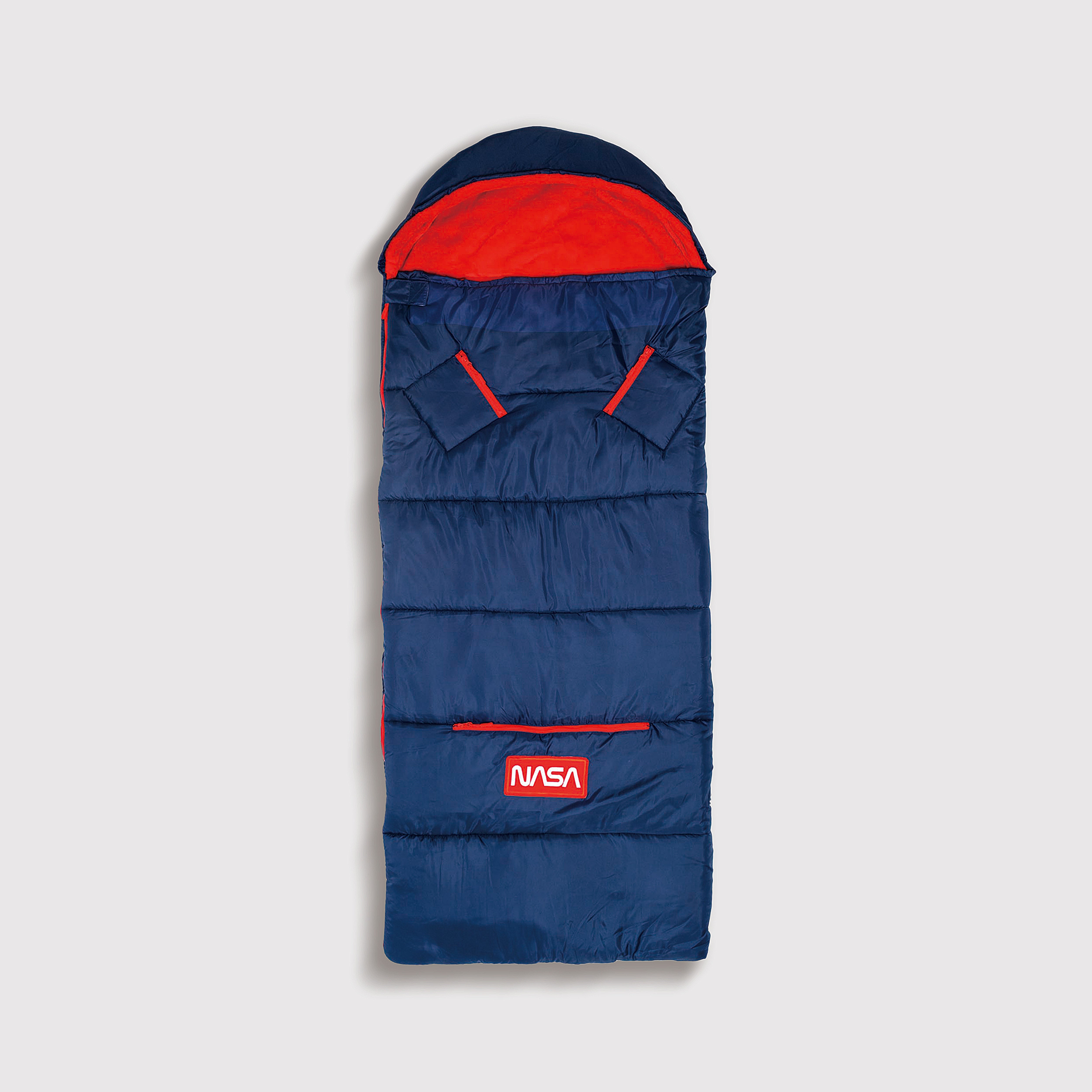 Sleep-N-Pack™ – Big Kid Size | NASA Official Logo & Patches | 2-in-1 Backpack & Sleeping Bag with Cozy Fleece Liner - NAVY