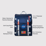 Sleep-N-Pack™ – Big Kid Size | NASA Official Logo & Patches | 2-in-1 Backpack & Sleeping Bag with Cozy Fleece Liner - NAVY