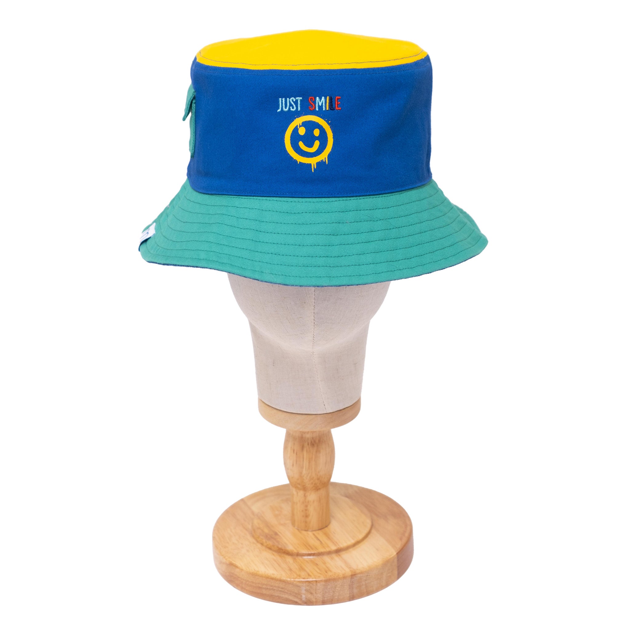 Reversible Bucket Hat – Blue Smile