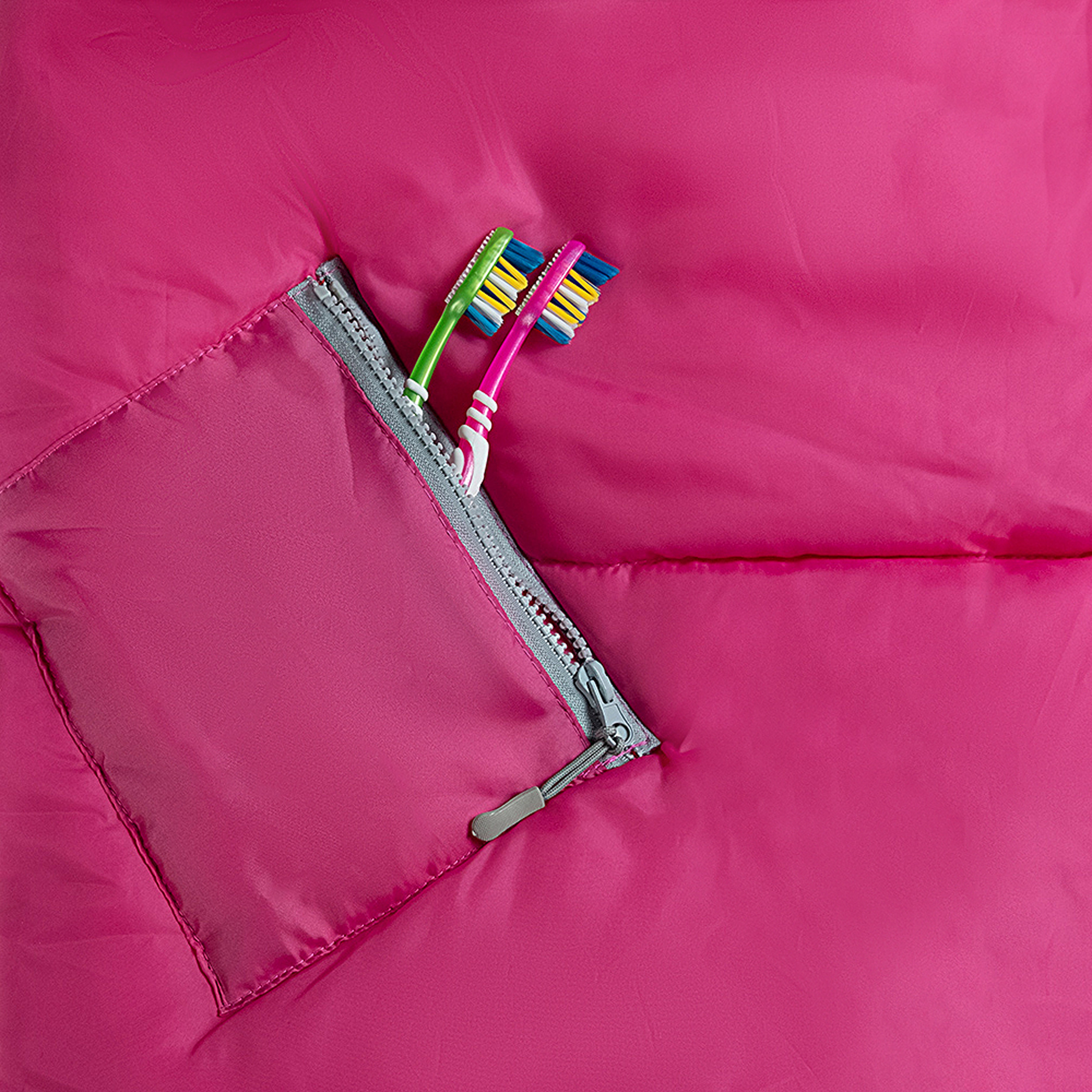 Sleep-n-pack: Packable Sleeping Bag, Big Kid 7-12+ yrs - Hibiscus Pink/Coconut Sherpa