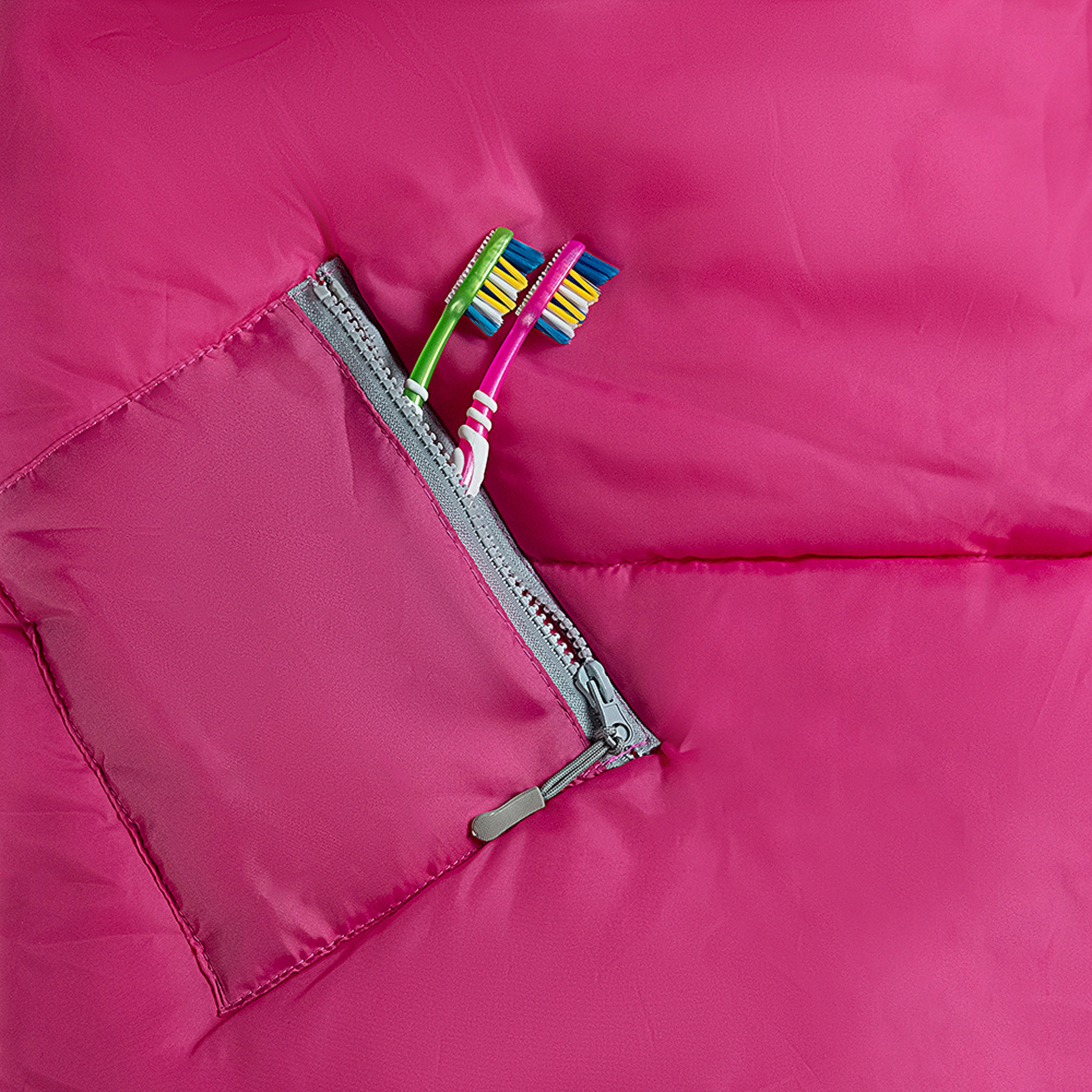 Sleep-n-pack: Packable Sleeping Bag, Big Kid 7-12+ yrs - Hibiscus Pink/Coconut Sherpa