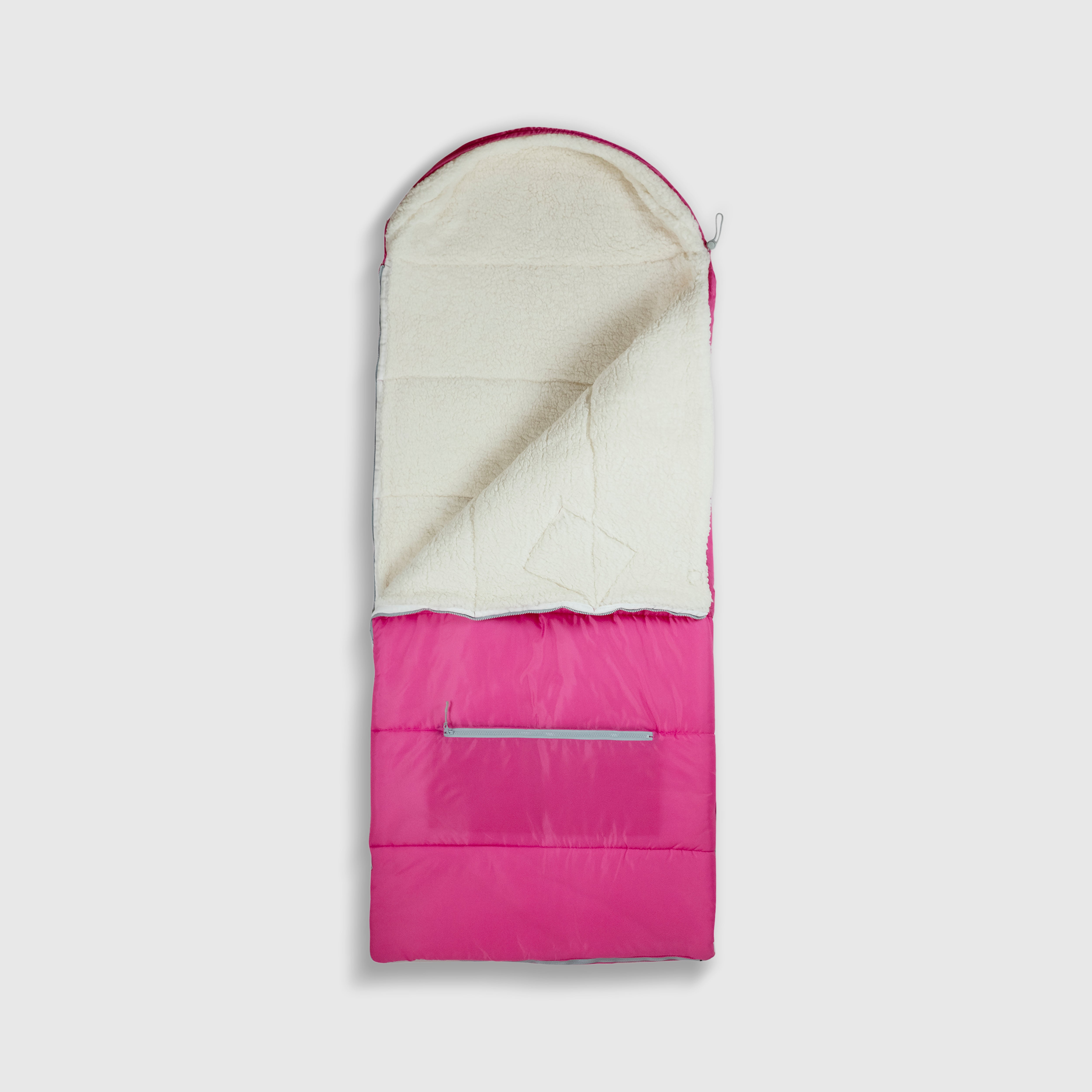 Sleep-n-pack: Packable Sleeping Bag, Big Kid 7-12+ yrs - Hibiscus Pink/Coconut Sherpa