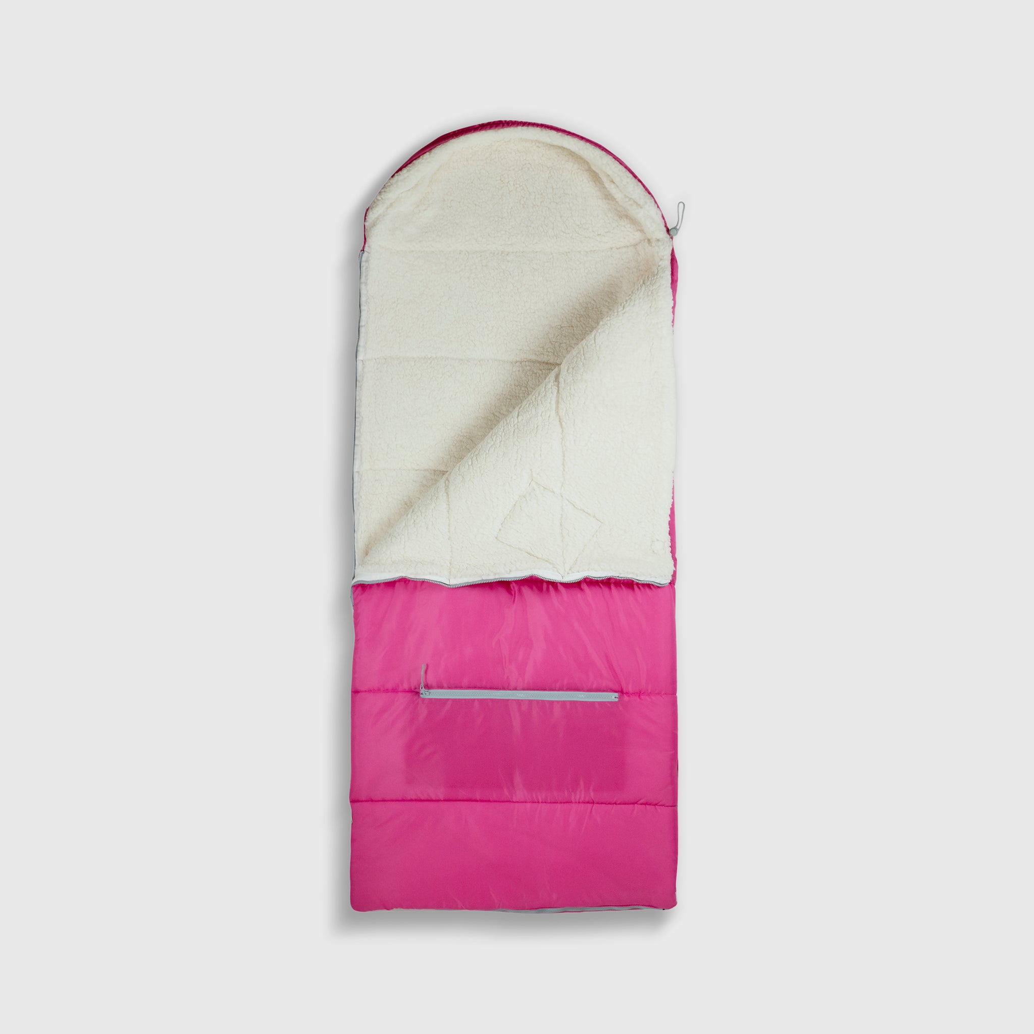 Sleep-n-pack: Packable Sleeping Bag, Big Kid 7-12+ yrs - Hibiscus Pink/Coconut Sherpa