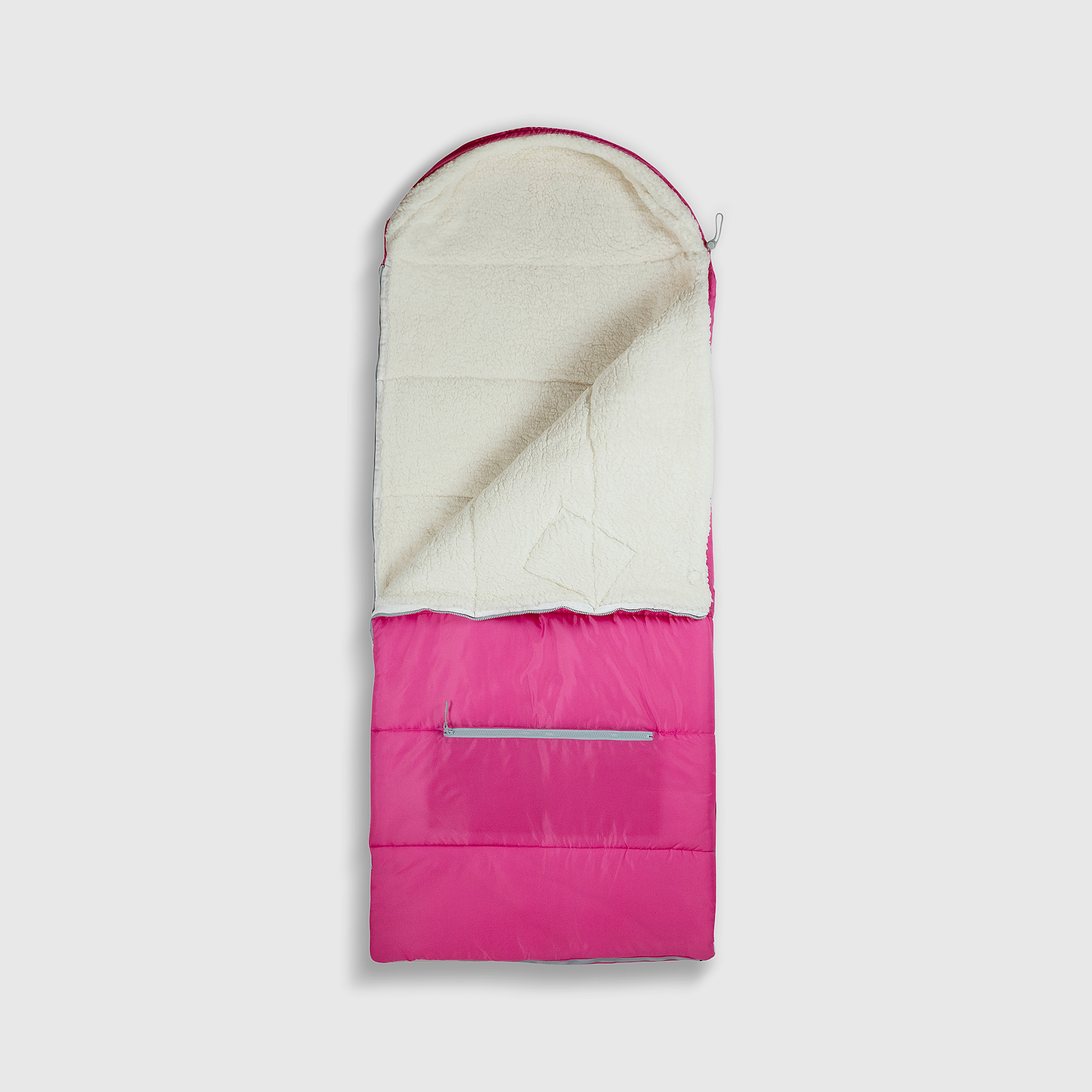 Sleep-n-pack: Packable Sleeping Bag, Big Kid 7-12+ yrs - Hibiscus Pink/Coconut Sherpa