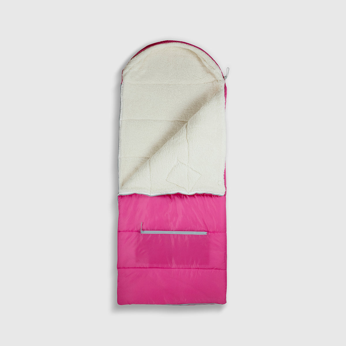 Sleep-n-pack: Packable Sleeping Bag, Big Kid 7-12+ yrs - Hibiscus Pink/Coconut Sherpa