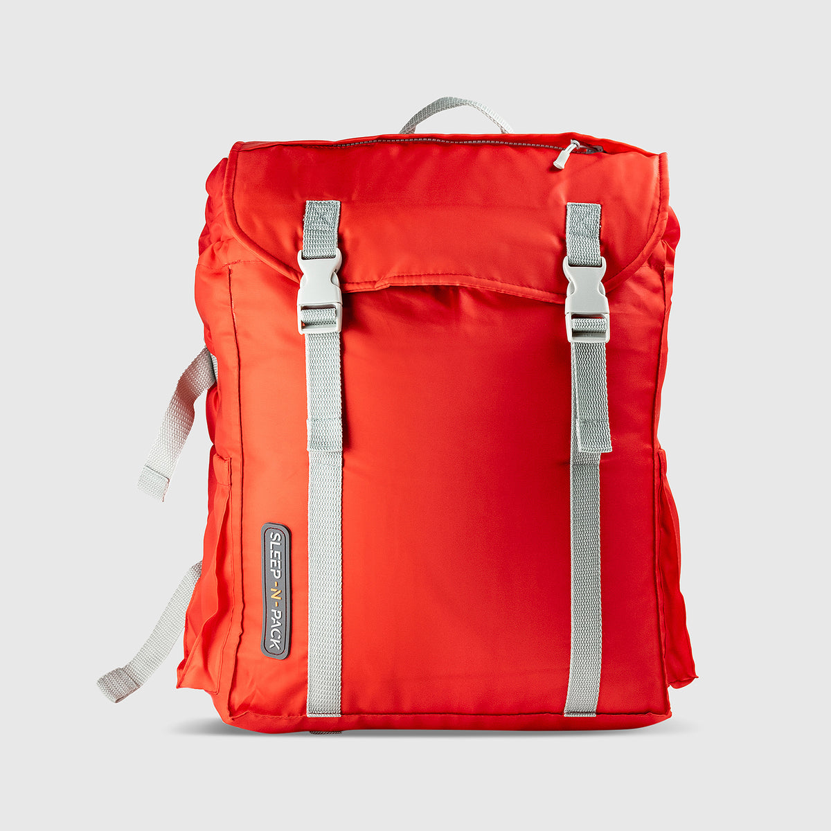 Sleep-n-pack: Packable Sleeping Bag, Big Kid 7-12+ yrs - Fiery Red/Grey Sherpa