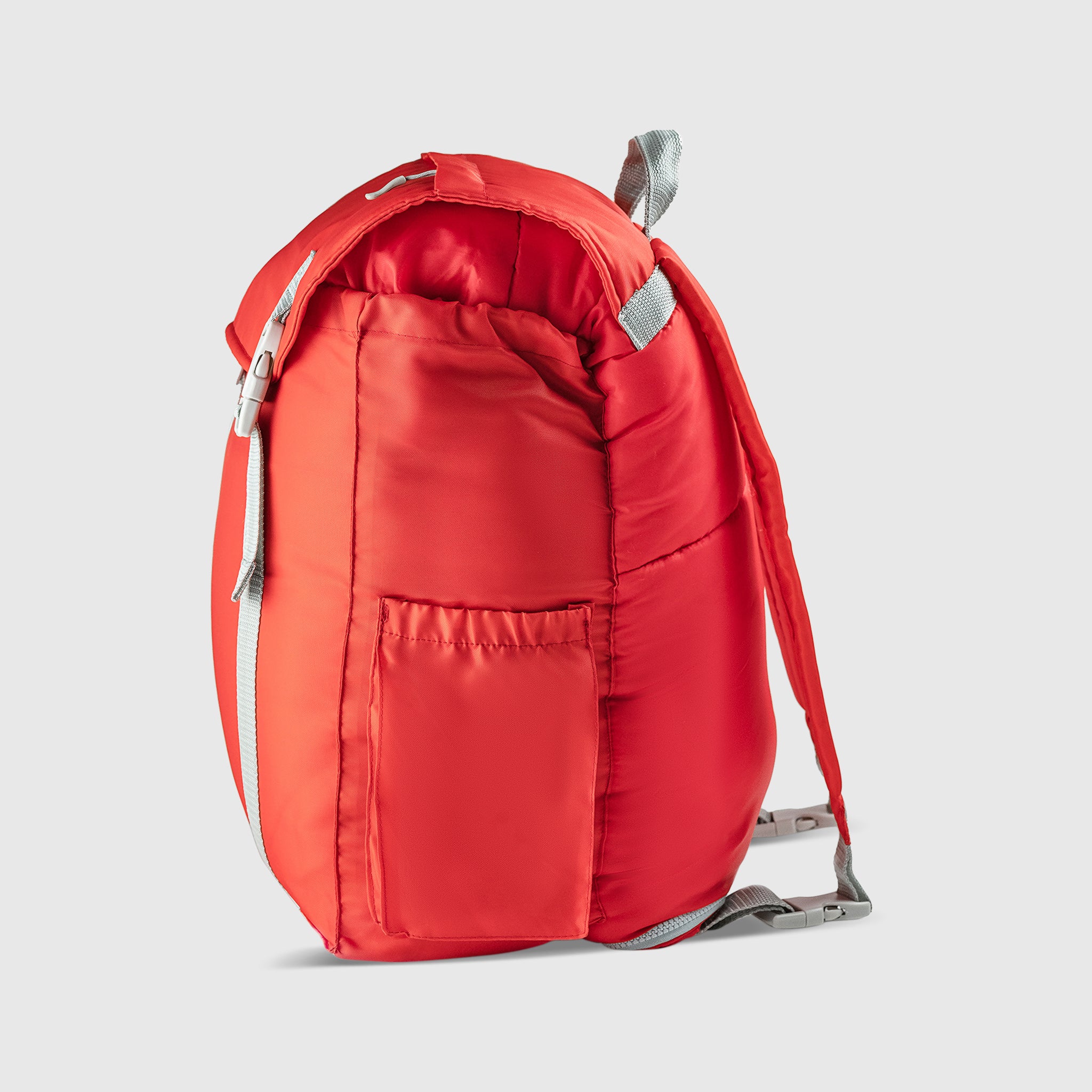 Sleep-n-pack: Packable Sleeping Bag, Big Kid 7-12+ yrs - Fiery Red/Grey Sherpa