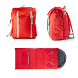 Sleep-n-pack: Packable Sleeping Bag, Big Kid 7-12+ yrs - Fiery Red/Grey Sherpa