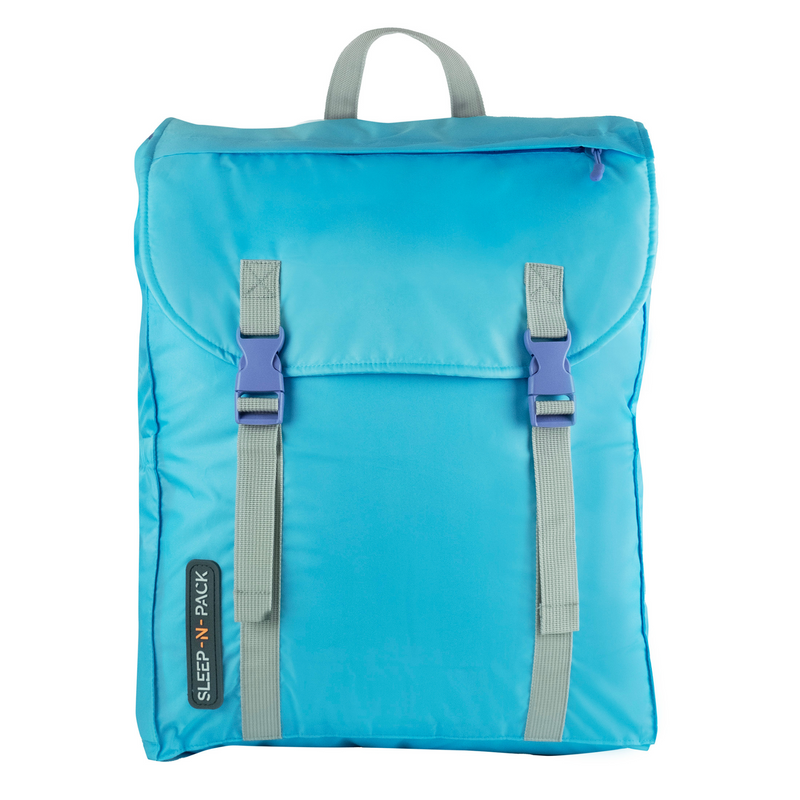 Sleep-n-pack: Kid's Sleeping Bag Backpack, Outdoor Rated, Sherpa Lined, ClearWater/Violet Dream