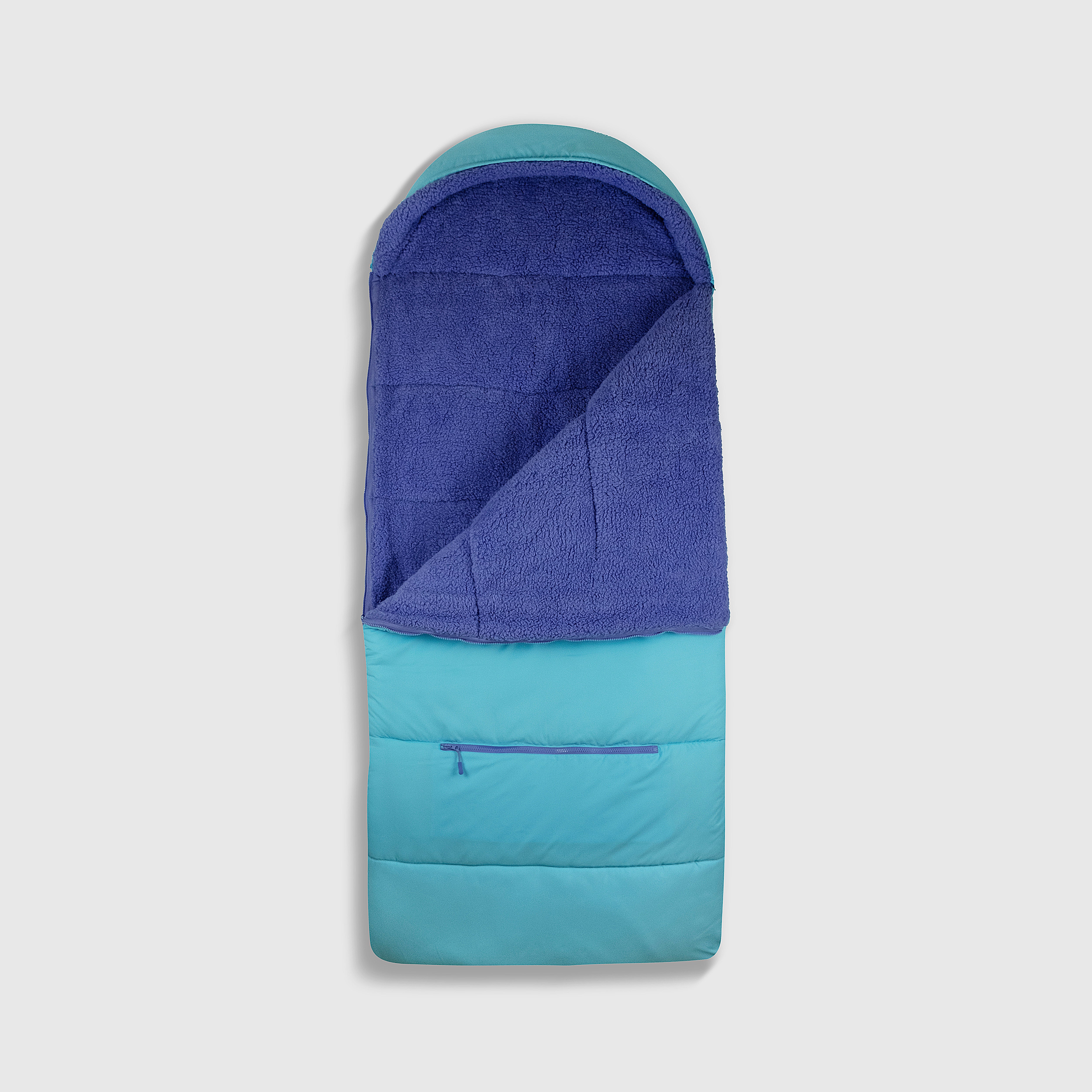 Sleep-n-pack: Packable Sleeping Bag, Big Kid 7-12+ yrs - ClearWater/Violet Dream Sherpa