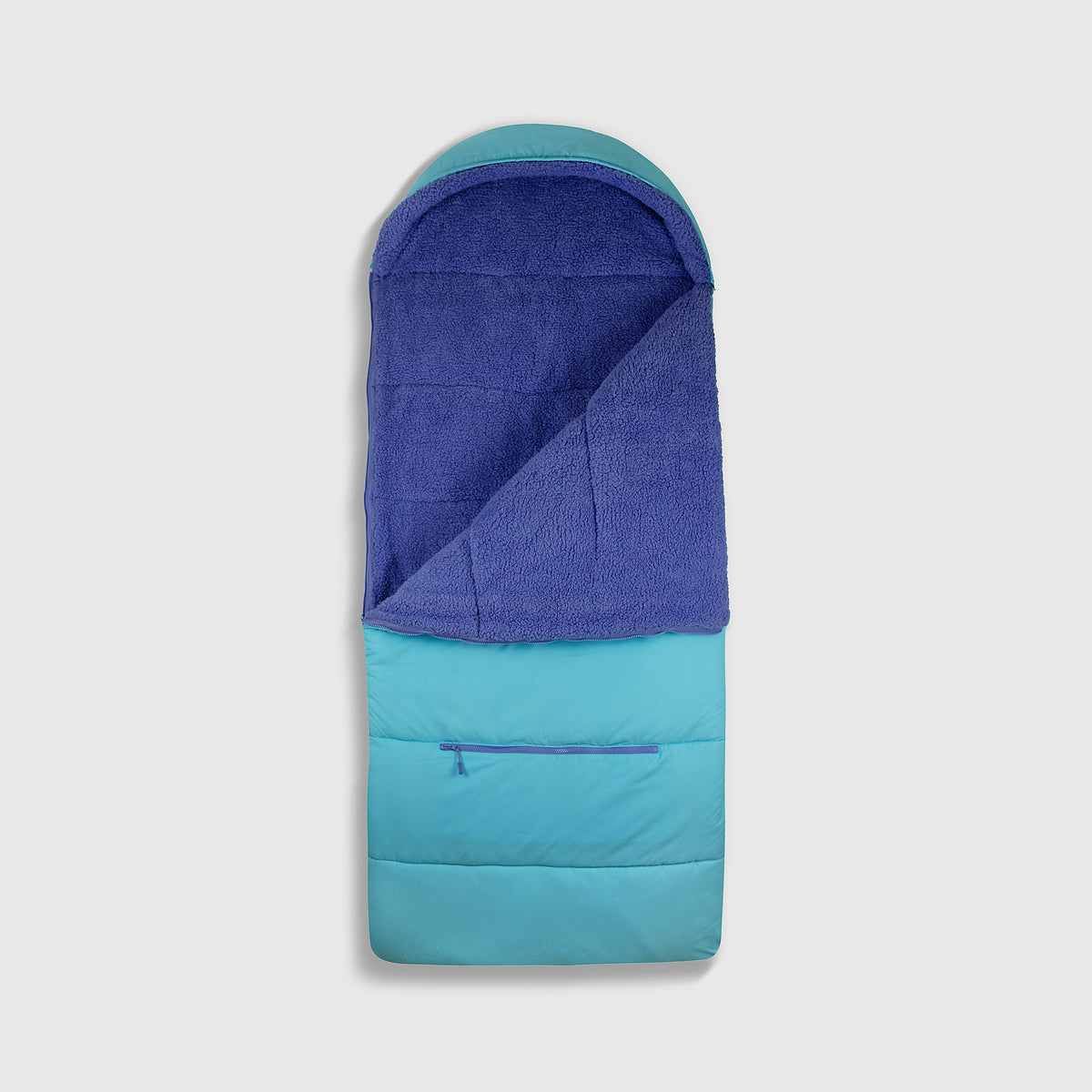 Sleep-n-pack: Packable Sleeping Bag, Big Kid 7-12+ yrs - ClearWater/Violet Dream Sherpa