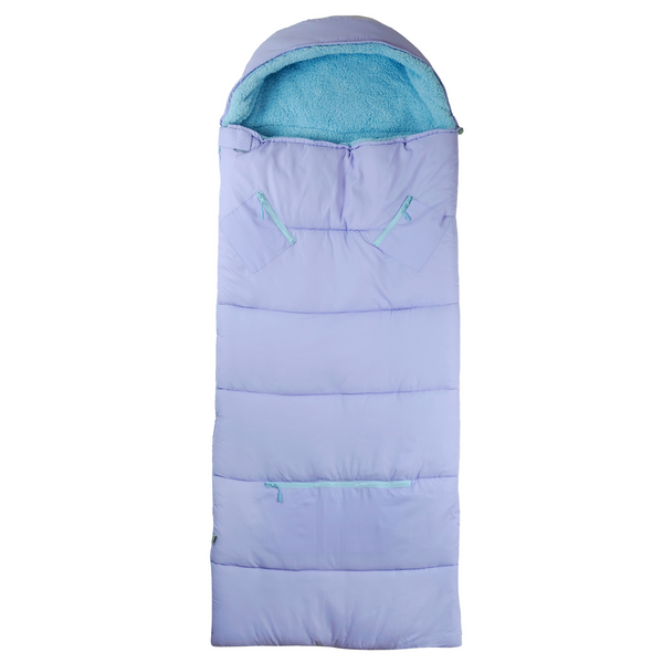 Sleep-n-pack: Kid's Sleeping Bag Backpack, Outdoor Rated, Sherpa Lined, Violet Dream/ClearWater