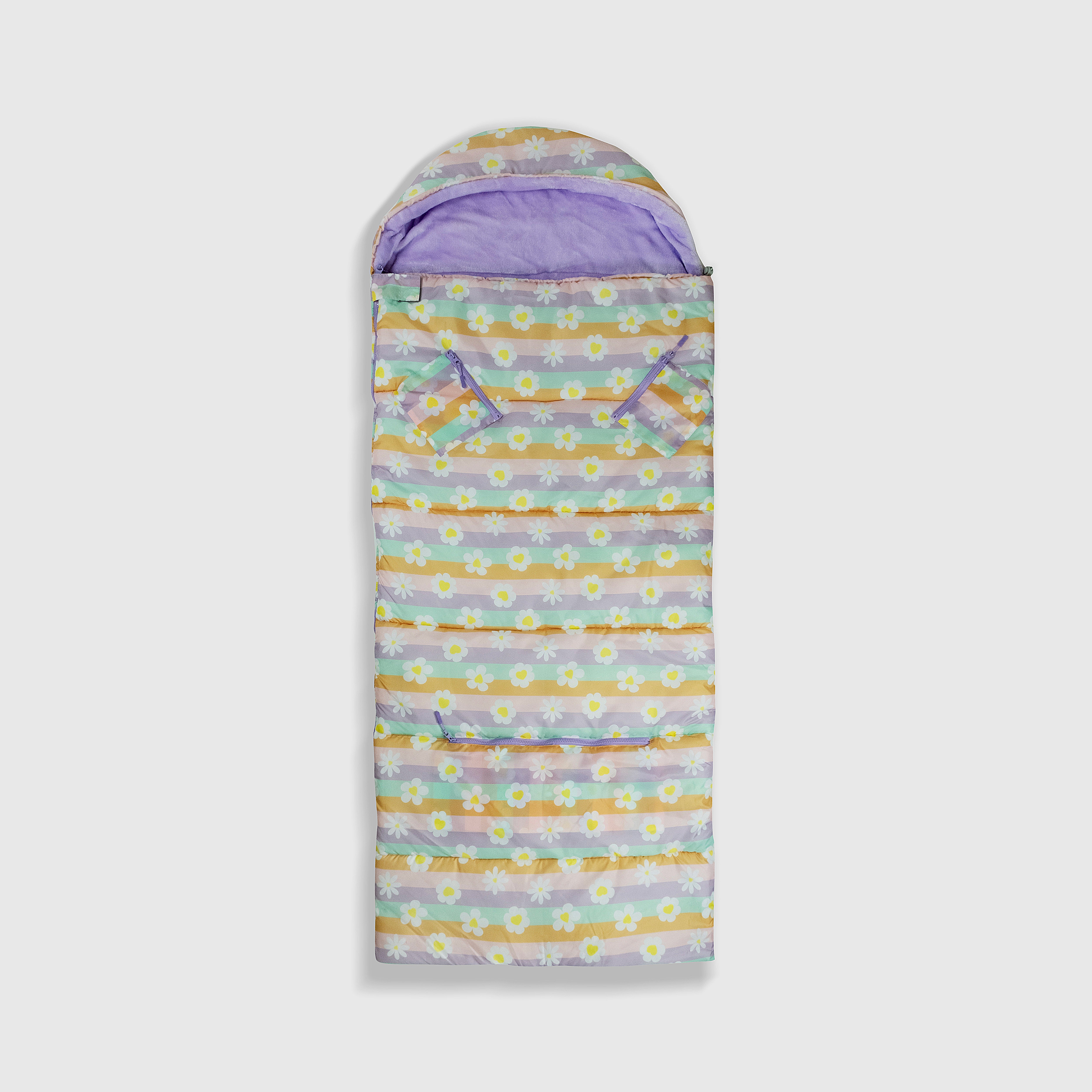 Sleep-n-pack: Packable Sleeping Bag, Big Kid 7-12+ yrs  - Happy Daisy Stripes