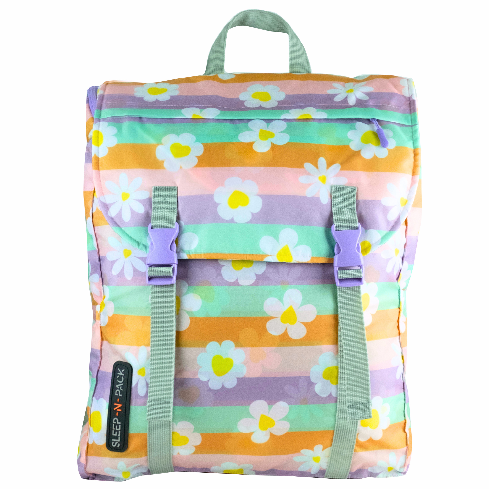 Sleep-n-pack: Packable Sleeping Bag, Big Kid 7-12+ yrs  - Happy Daisy Stripes