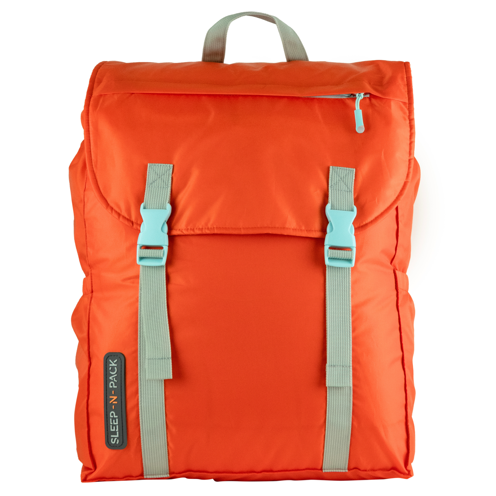 Sleep-n-pack: Packable Sleeping Bag, Big Kid 7-12+ yrs - Orange Oasis/Turquoise Sherpa