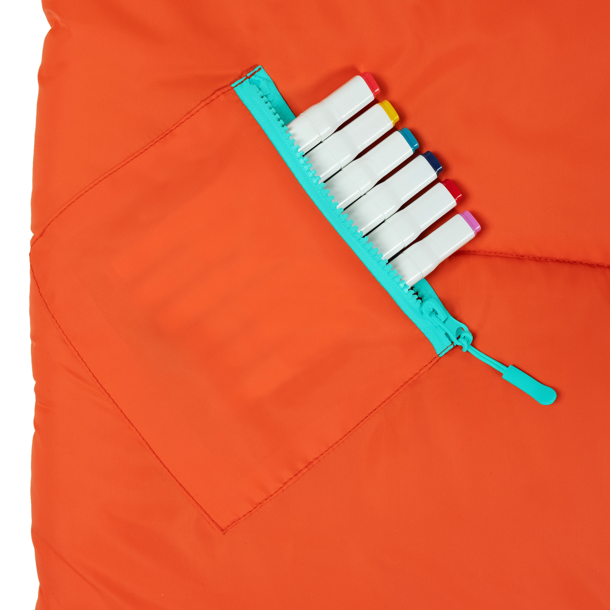 Sleep-n-pack: Packable Sleeping Bag, Big Kid 7-12+ yrs - Orange Oasis/Turquoise Sherpa
