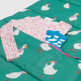 Sleep-N-Pack™ Big Kid Sleeping Bag Backpack – Silly Ducks in Golf Green