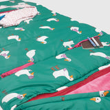 Sleep-N-Pack™ Big Kid Sleeping Bag Backpack – Silly Ducks in Golf Green