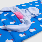 Sleep-N-Pack™ Big Kid Sleeping Bag Backpack – French Poodle Print in Brilliant Blue