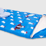 Sleep-N-Pack™ Big Kid Sleeping Bag Backpack – French Poodle Print in Brilliant Blue