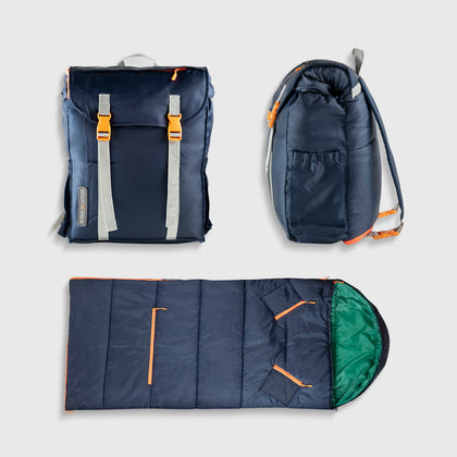 Sleep-n-pack: Packable Sleeping Bag, Big Kid 7-12+ yrs - Navy/Green