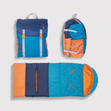 Sleep-N-Pack™ – Big Kid Size | Color Block Camp Collection: Enamel Blue, Persimmon & Navy Blue