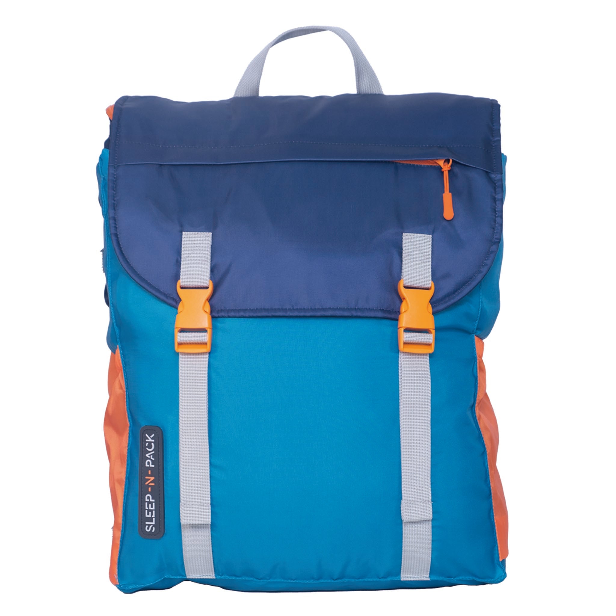 Sleep-N-Pack™ – Big Kid Size | Color Block Camp Collection: Enamel Blue, Persimmon & Navy Blue