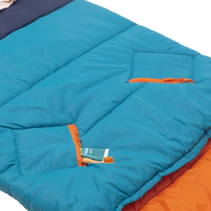 Sleep-N-Pack™ – Big Kid Size | Color Block Camp Collection: Enamel Blue, Persimmon & Navy Blue