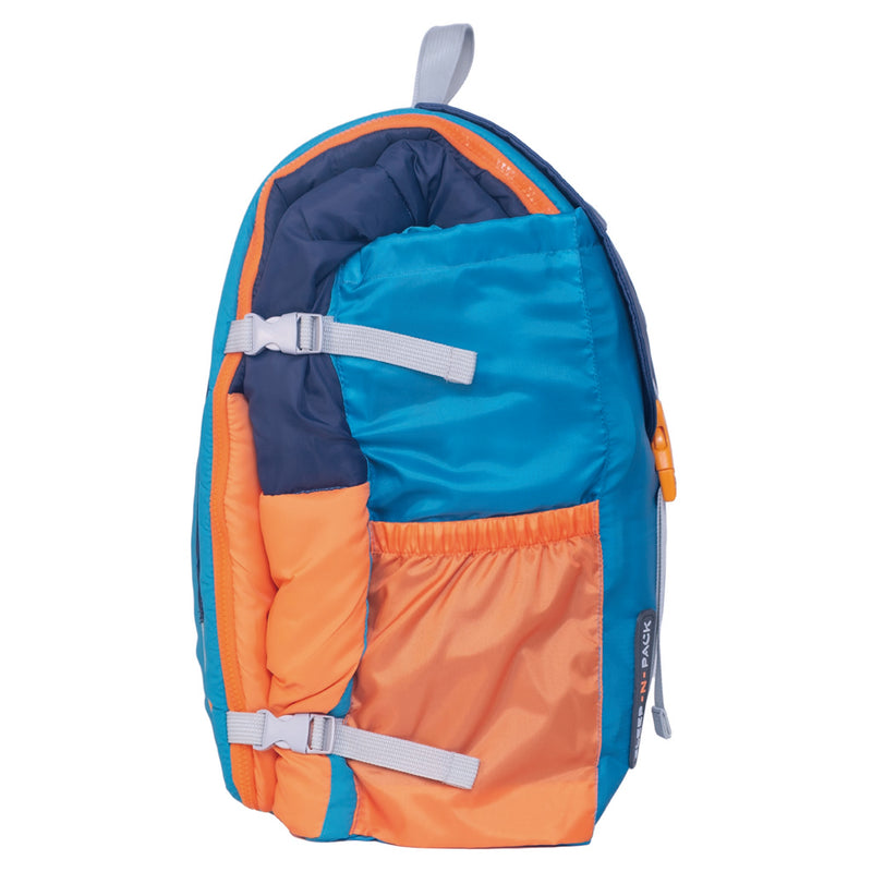Sleep-N-Pack™ – Big Kid Size | Color Block Camp Collection: Enamel Blue, Persimmon & Navy Blue