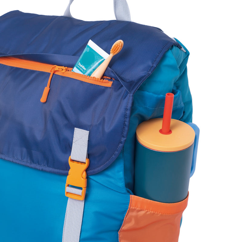 Sleep-N-Pack™ – Big Kid Size | Color Block Camp Collection: Enamel Blue, Persimmon & Navy Blue