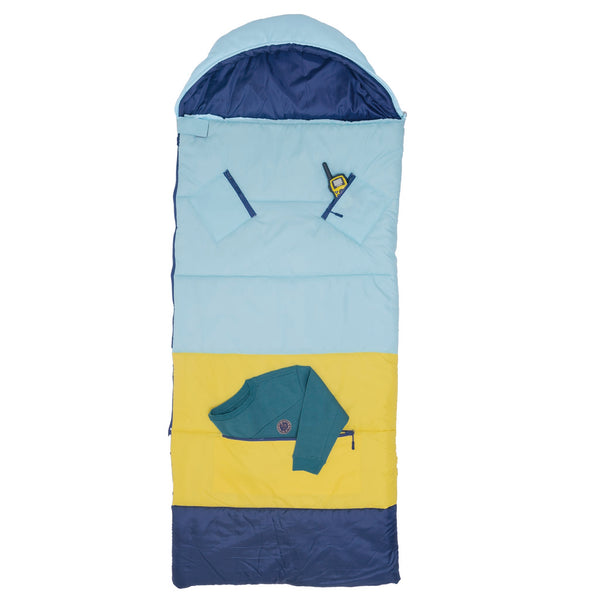 Sleep-N-Pack™ – Big Kid Size | Color Block Cali Teal, Buttercup Yellow & Navy Blue