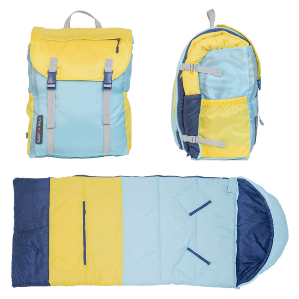 Sleep-N-Pack™ – Big Kid Size | Color Block Cali Teal, Buttercup Yellow & Navy Blue