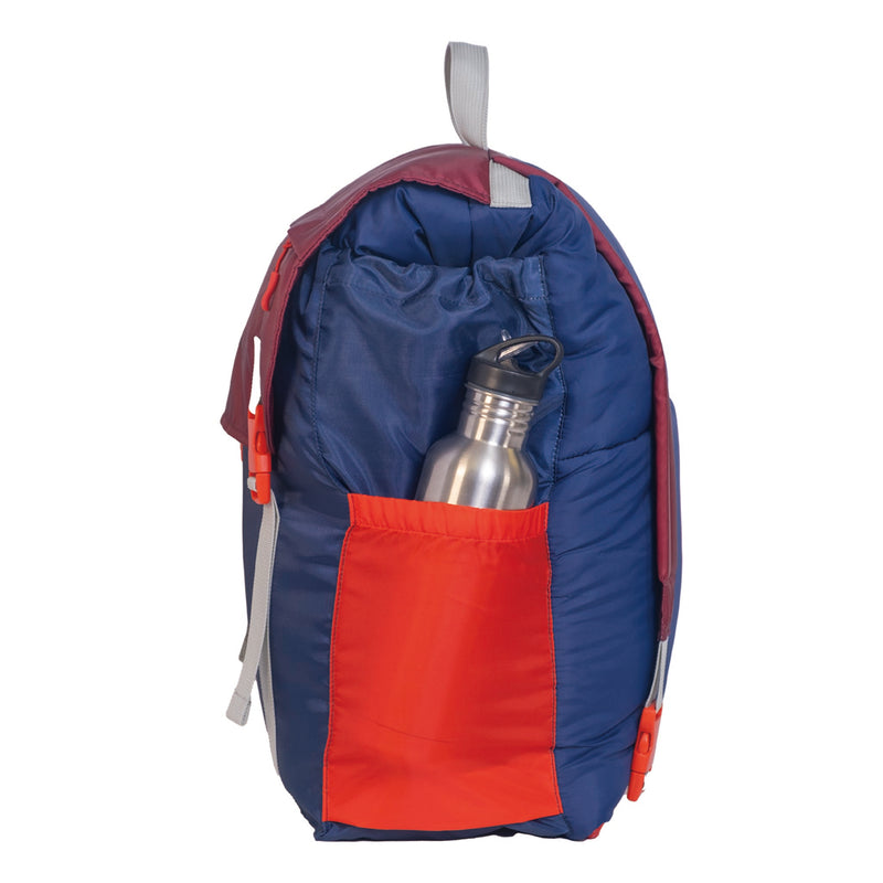 Sleep-N-Pack™ – Big Kid Size | Color Block Camp Collection: Navy, Fiery Red & Mulberry