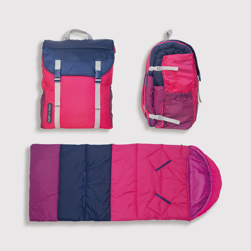Sleep-N-Pack™ – Big Kid Size | Color Block Raspberry Sorbet, Navy & Winterberry