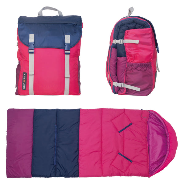 Sleep-N-Pack™ – Big Kid Size | Color Block Raspberry Sorbet, Navy & Winterberry