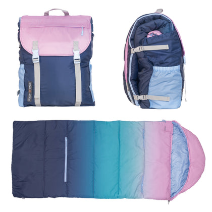 Sleep-N-Pack™ – Big Kid Size | Color Block Camp Collection: Blue Ombre