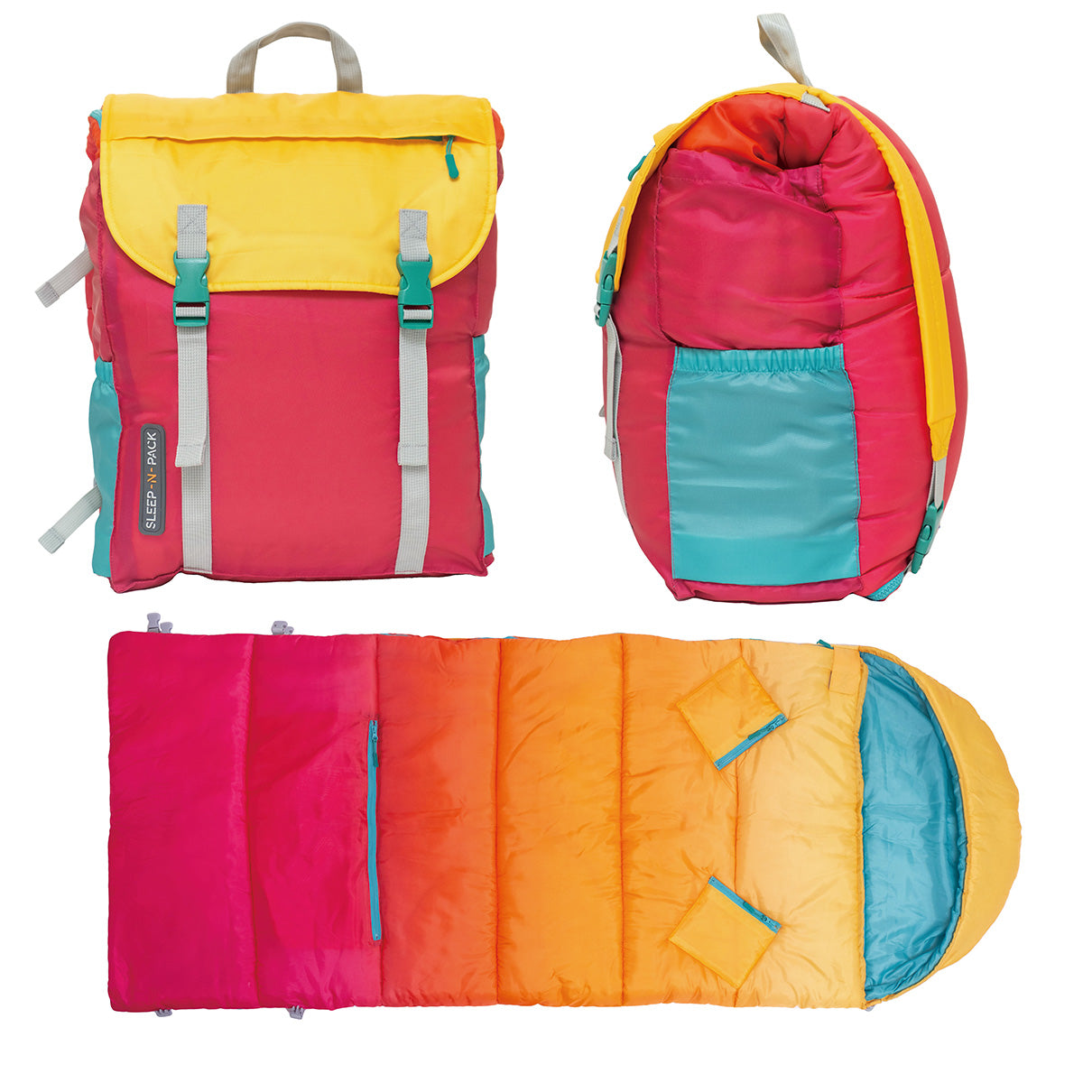 Sleep-N-Pack™ – Big Kid Size | Color Block Sunset Ombre