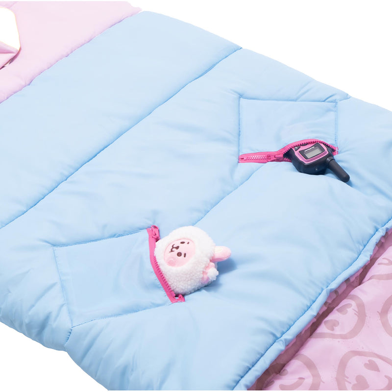 Sleep-N-Pack™ – Big Kid Size | Color Block Camp Collection: Pink Smile Face