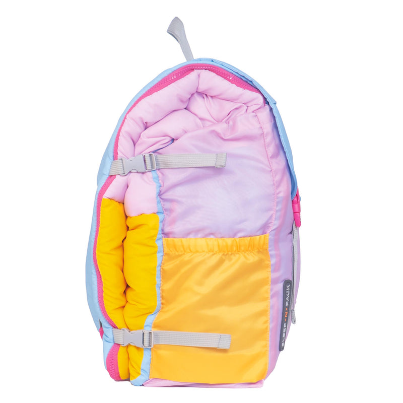 Sleep-N-Pack™ – Big Kid Size | Color Block Camp Collection: Pink Smile Face
