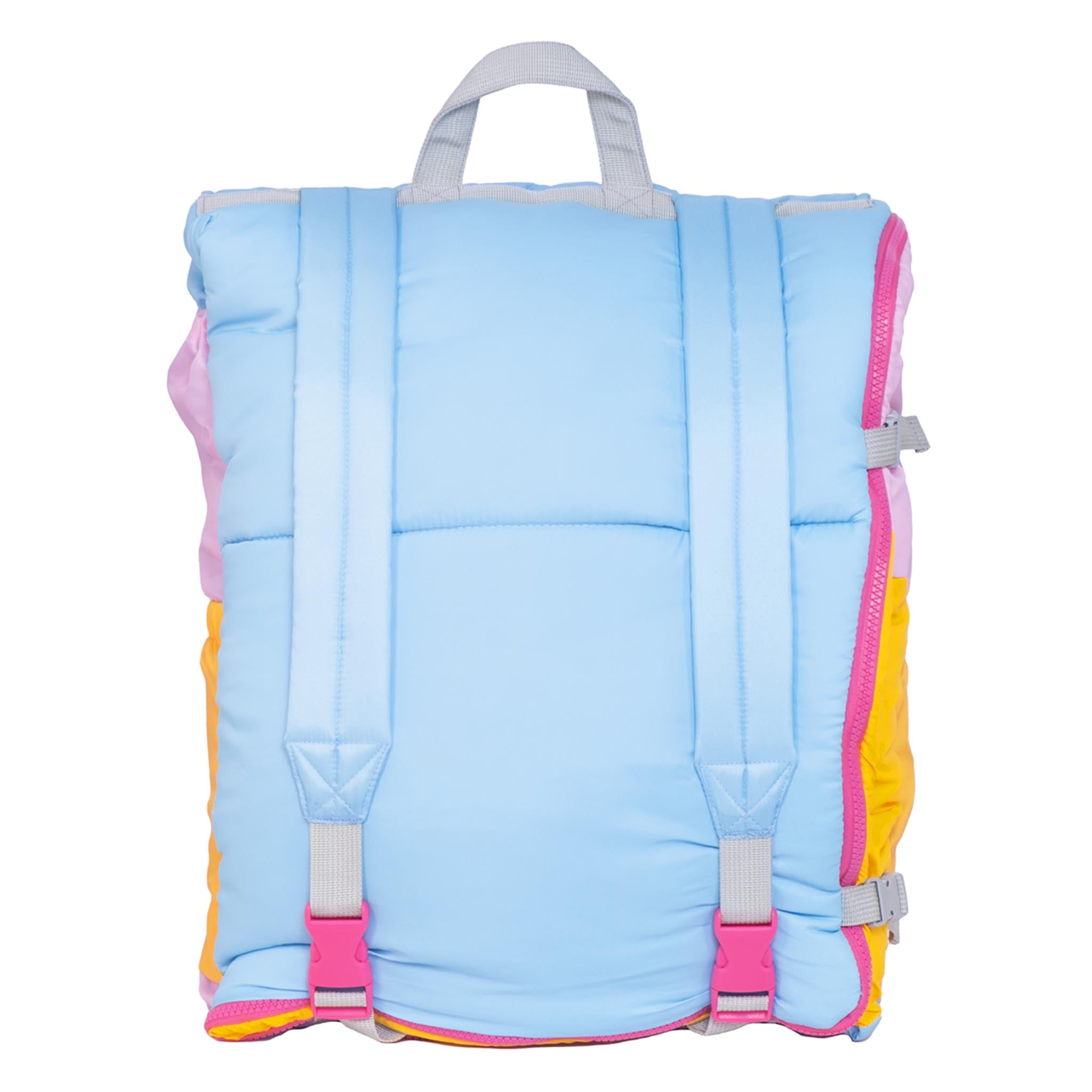 Sleep-N-Pack™ – Big Kid Size | Color Block Camp Collection: Pink Smile Face