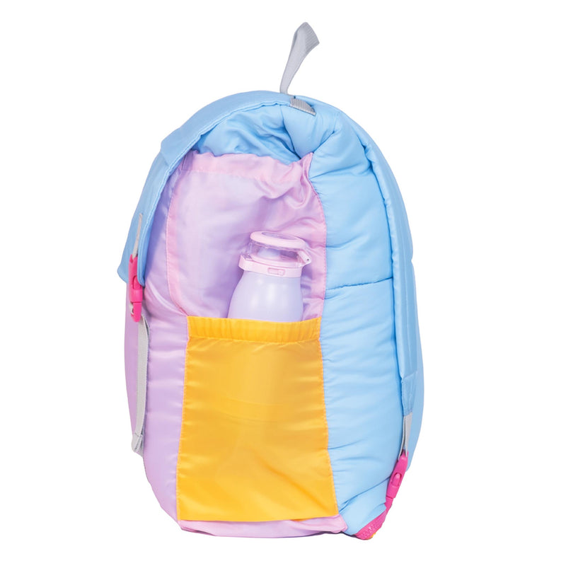 Sleep-N-Pack™ – Big Kid Size | Color Block Camp Collection: Pink Smile Face