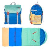 Sleep-N-Pack™ – Big Kid Size | Color Block Camp Collection: Blue Smile Face