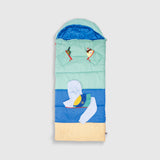 Sleep-N-Pack™ – Big Kid Size | Color Block Camp Collection: Blue Smile Face