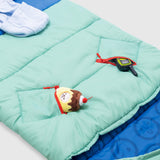 Sleep-N-Pack™ – Big Kid Size | Color Block Camp Collection: Blue Smile Face