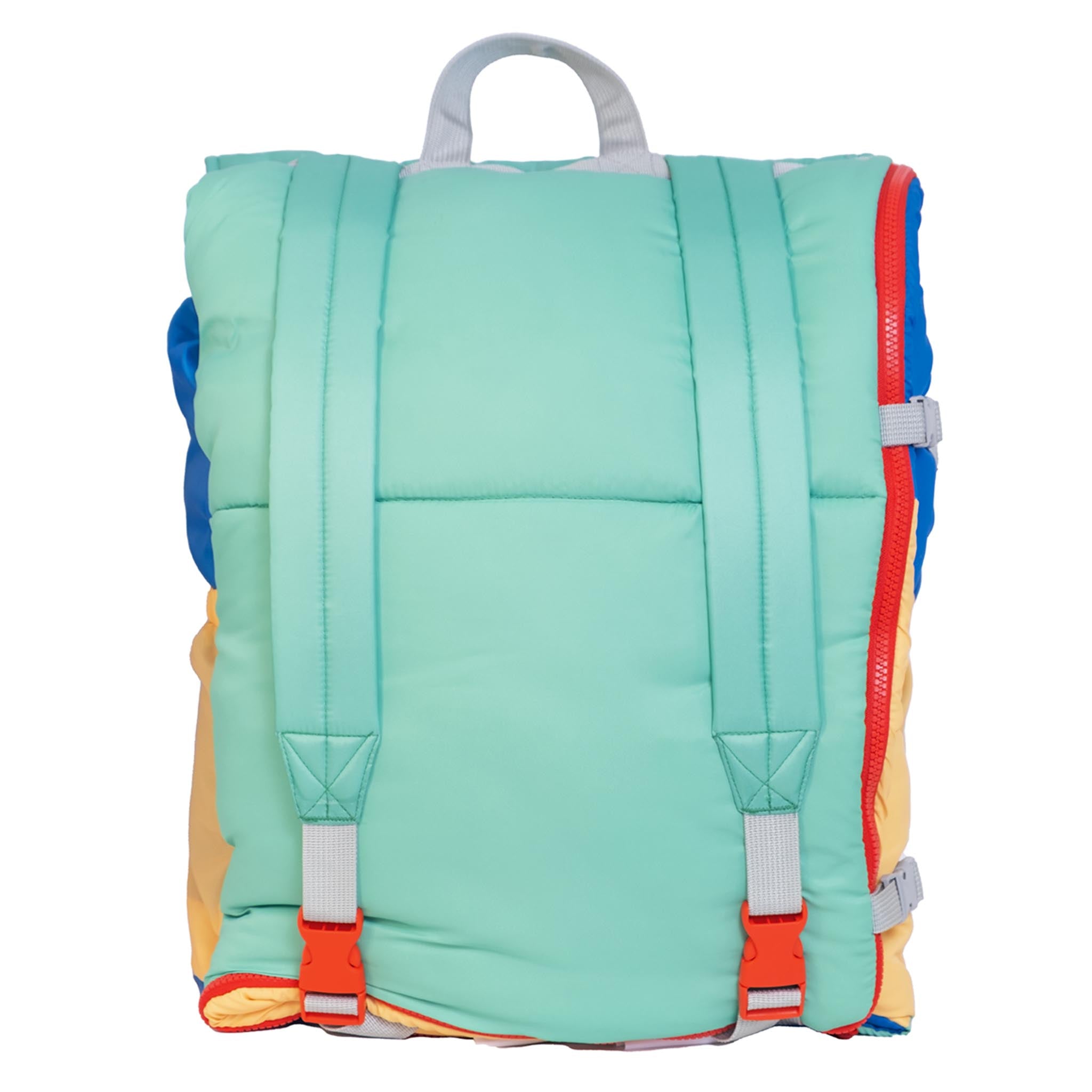 Sleep-N-Pack™ – Big Kid Size | Color Block Camp Collection: Blue Smile Face