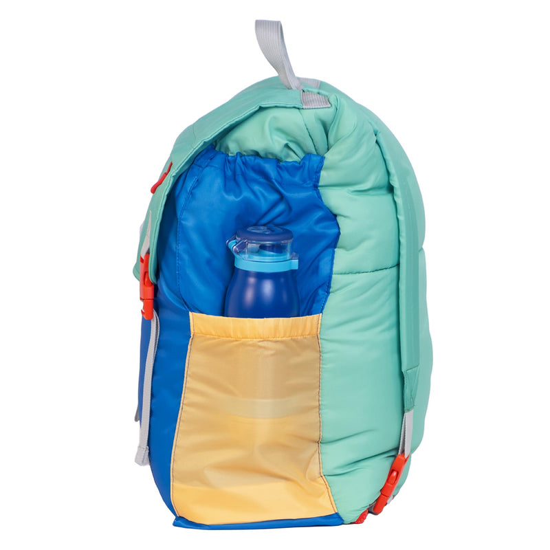 Sleep-N-Pack™ – Big Kid Size | Color Block Camp Collection: Blue Smile Face