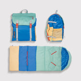 Sleep-N-Pack™ – Big Kid Size | Color Block Camp Collection: Blue Smile Face