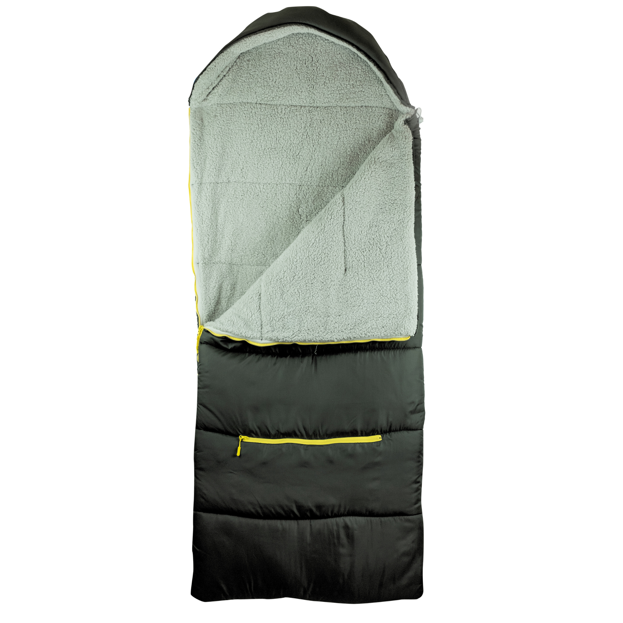 Sleep-n-pack: Packable Sleeping Bag, Big Kid 7-12+ yrs - Charcoal/Marshmallow Sherpa
