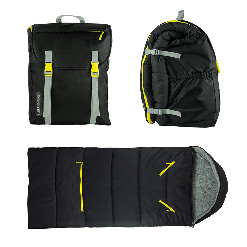 Sleep-n-pack: Packable Sleeping Bag, Big Kid 7-12+ yrs - Charcoal/Marshmallow Sherpa